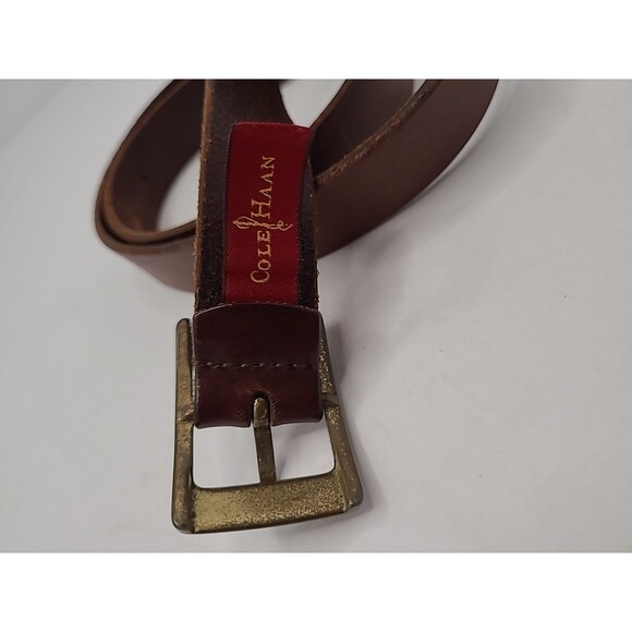 Cole Haan Womens Brown Leather Belt Size Large Made in USA Minimalist Preppy - Picture 3 of 8